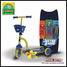 SCOOTER ANAK FAMILY SPECIAL EDITION JUSTICE LEAGUE HERO SC 7803 BLUE YELLOW