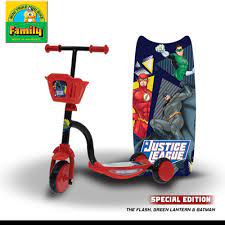 SCOOTER ANAK FAMILY SPECIAL EDITION JUSTICE LEAGUE HERO SC 7803 RED BLACK