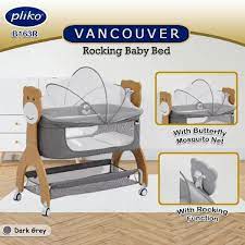 BOX BABY PLIKO B163R VANCOUVER ROCKING BABY BED WITH MUSIC & LIGHT GREY