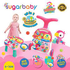 PUSHWALKER SUGAR BABY 10 IN 1 AND ACTIVITY TABLE PARROT PINK